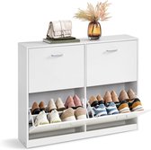 Relaxdays schoenenkast, HxBxD: 116 x 60 x 24 cm, voor 18 paar, 3 kleppen, smal, gesloten, gangkast schoenen, wit Relaxdays schoenenkast, HxBxD: 116 x 60 x 24 cm, voor 18 paar, 3 kleppen, smal, gesloten, gangkast schoenen, wit