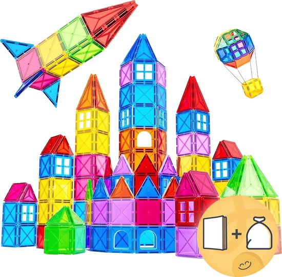 Eduvate Magnetic Tiles - Magnetisch Speelgoed - 60 Stuks - Magnetisch Bouwspeelgoed - Magnetische Bouwstenen - Magnetische Tegels
