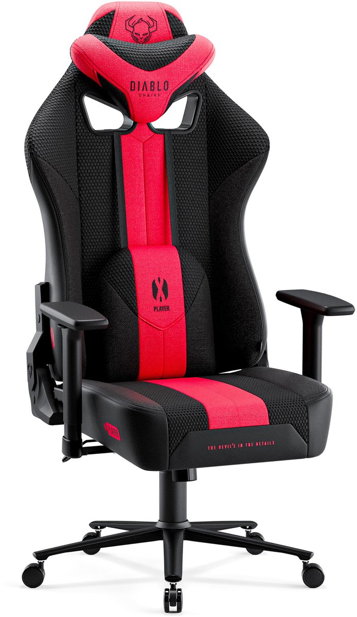 DIABLO CHAIRS - Gaming stoel X-Player 2.0 - Bureaustoel verstelbaar - Normale maat - Karmazijnrood-antraciet