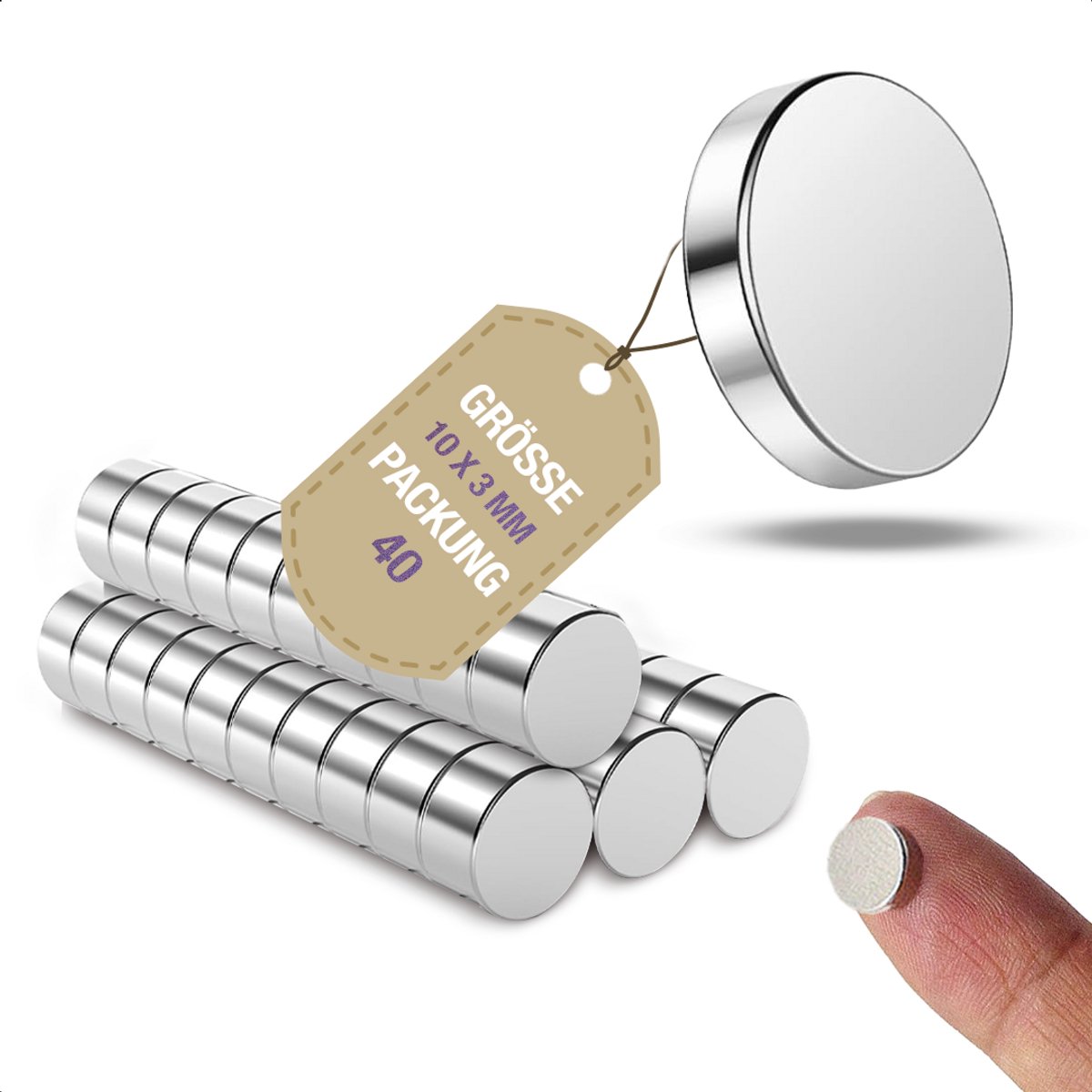 Magnetenspecialist - Schijfmagneet Rond 10 x 3 mm - Neodymium Magneten voor Hobby & Industrie - Set van 40