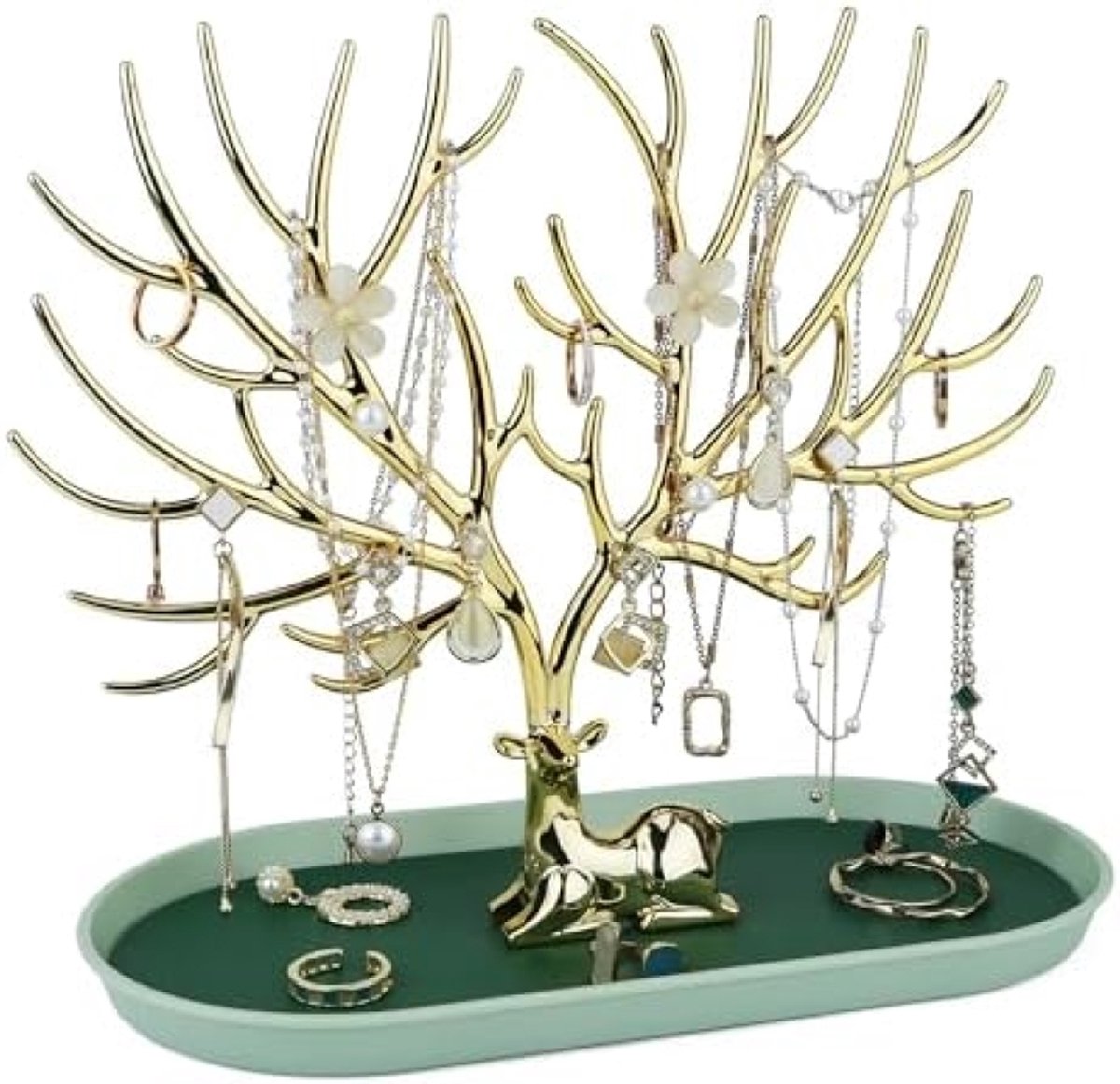 Sieradenhouder Hert Design - Opbergstandaard voor Oorbellen, Kettingen, Armbanden en Ringen met Lade en Gewei - Organizer voor Sieraden - Decoratieve Accessoire voor Slaapkamer of Badkamer