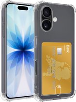 Hoesje - Geschikt voor Apple iPhone 17 - Met Pashouder en Kaarthouder - Telefoon Hoes Shockproof - Siliconen Case - Shock Proof - Back Cover - Pasjes Houder - Telefoonhoes - Transparant