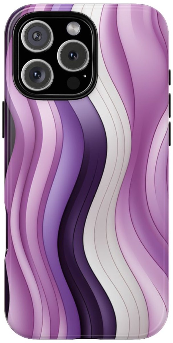 Paars Golvend Strepenpatroon – Telefoonhoesje Geschikt voor iPhone 16 Pro Max