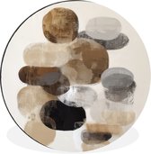 WallCircle - Wandcirkel - Muurcirkel - Ovaal - Kleurvlakken - Penseelstreken - Aluminium - Dibond - 90x90 cm - Binnen en Buiten