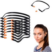 8-delige - Hoofdgedragen oordopjes, herbruikbare oordopjes, geluidsreductie, lichtgewicht oordopjes voor gehoorbescherming, slapen, werken, bouwen, 14 cm (zwart en oranje)