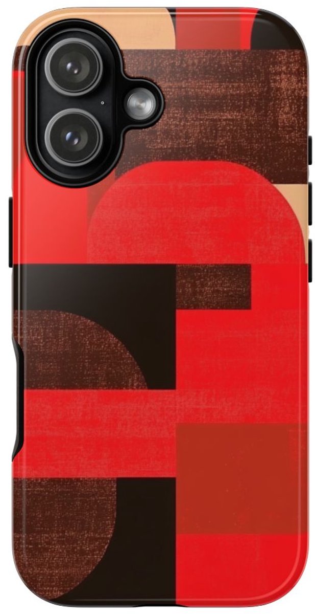 Rood-Bruin Geometrisch Abstract – Telefoonhoesje Geschikt voor iPhone 17