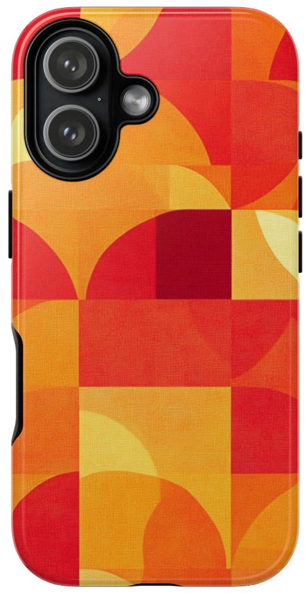 Geometrisch Rood- en Oranje-Patroon – Telefoonhoesje Geschikt voor iPhone 17