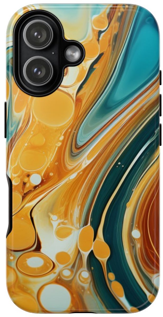 Turquoise en Honing Swirl Epoxy Patroon – Telefoonhoesje Geschikt voor iPhone 17