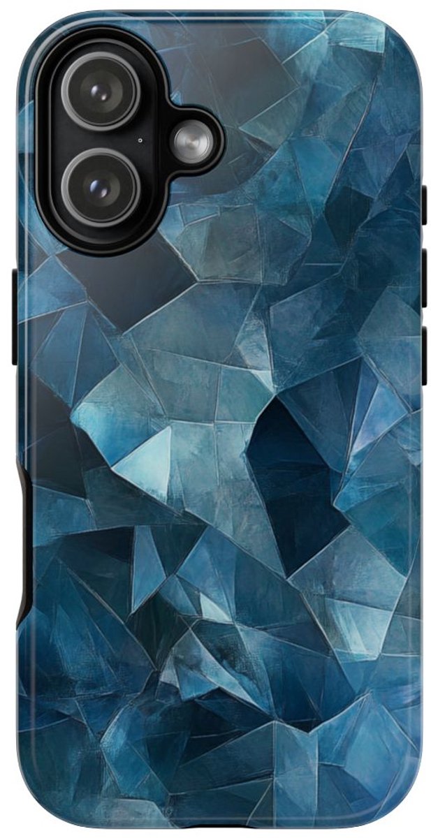 Blauw Gekristalliseerd Abstract Patroon – Telefoonhoesje Geschikt voor iPhone 17