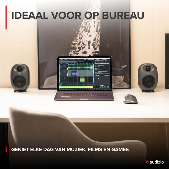 Stereo set - Audizio RS60 HiFi speakers - Boekenplank speakers - Bluetooth - Donkergrijs - 120W van Audizio — afbeelding 3