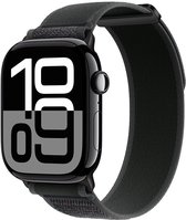 Stravo Trail Loop Nylon Sport bandje - Geschikt voor Apple Watch 46mm (Series 12/11/10), 49mm (Ultra 4/3/2), 45mm (Series 9/8/7), 44mm (Series 6/5/4, SE 3/2/1) - Zachte nylon Horlogeband met klittenbandje - Zwart