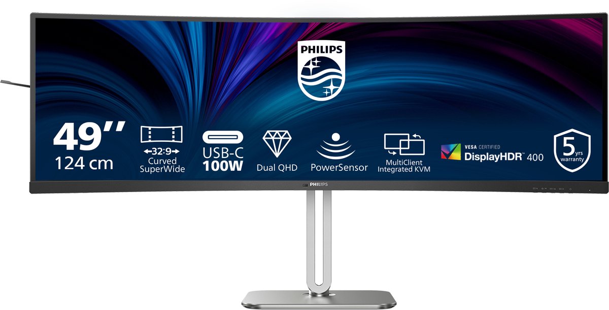 Philips 49B2U5900C - Ultrawide Curved Productivity Monitor - USB-C 100w - RJ45 - 49 inch