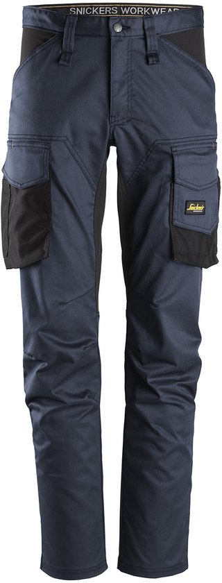Snickers 6803 AllroundWork, Pantalon de travail sans poches genoux - Blauw foncé / Zwart - 56