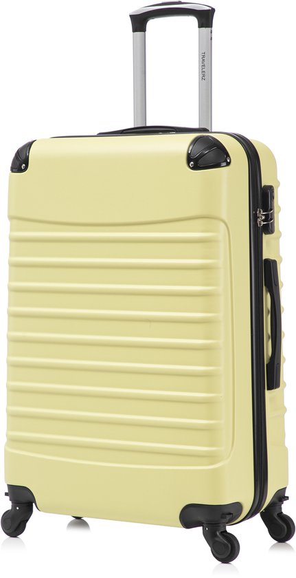 Travelerz Rome Koffer maat XL– Ruimbagage 95 Liter - Lichtgewicht ABS – Spinner Wielen – Met Cijferslot - Licht Geel