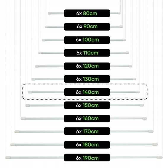 Séchoir à linge KADAX, séchoir à linge mural à 6 colonnes avec barres en acier revêtues de polyéthylène, capacité de charge 12 kg (6 x 140/blanc)