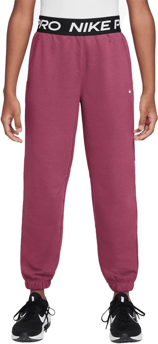 Nike pro fleece dri-fit joggingbroek voor meisjes in de kleur . Roze