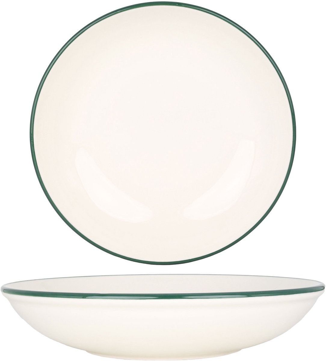 Rinart Diepbord - Green Edge - Porselein - 20 cm (650cc) - set van 6