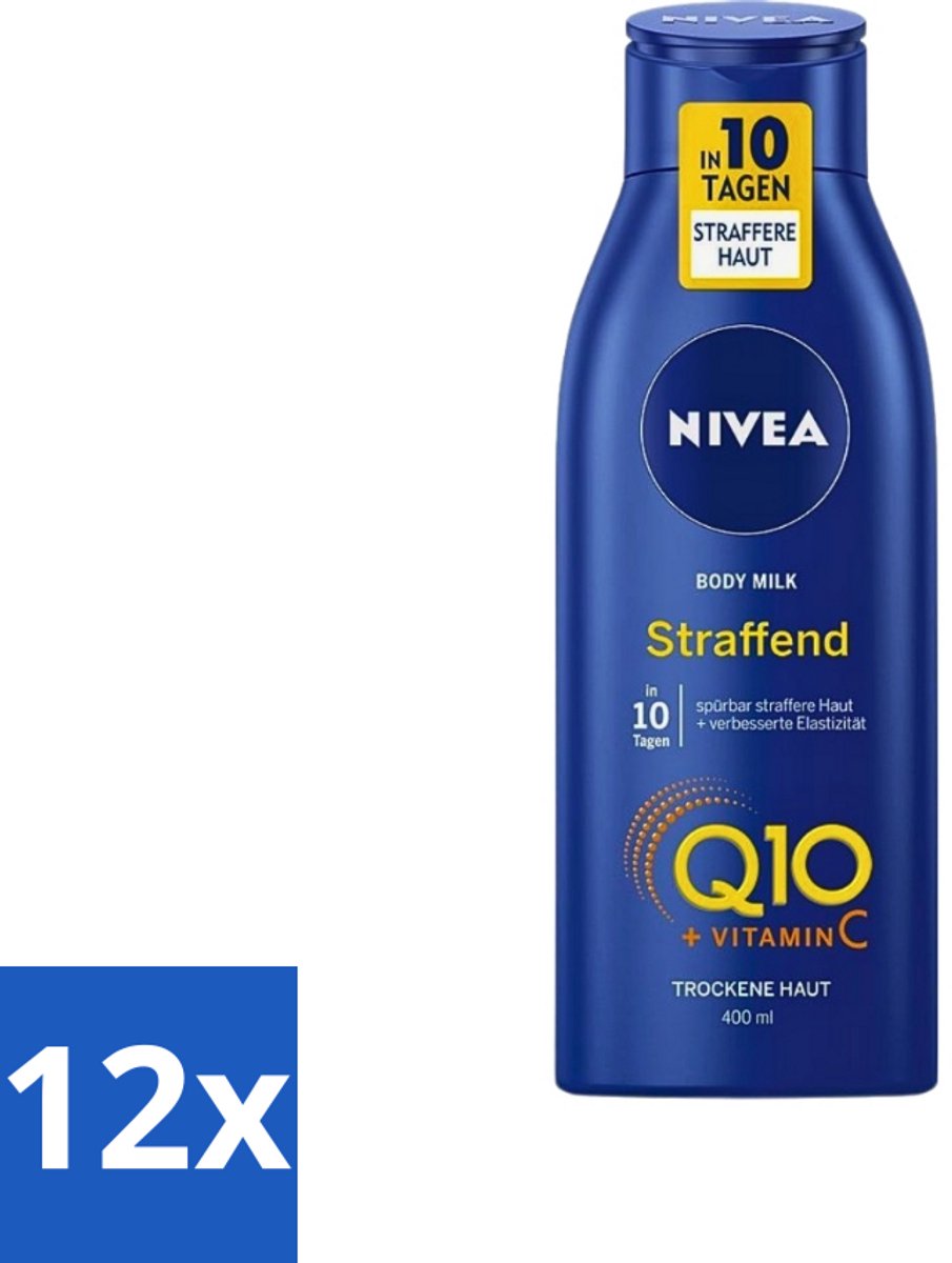 12 x Nivea - Q10 Energy+ Body Milk - Huid Versterkende - 400 ml - Huidversterkend - Huidelasticiteit - Co-enzym Q10 - Vitamine C - Hydratatie