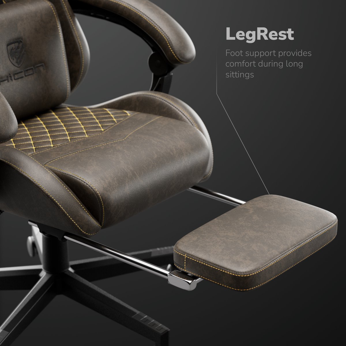 HICON Vittoria Gaming Chair Ergonomisch Bruin - afbeelding 3