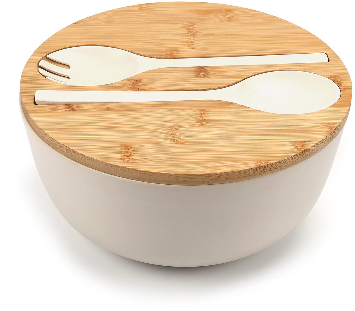 Grote, stevige bamboe kom met standaard, saladekomset voor salades en desserts