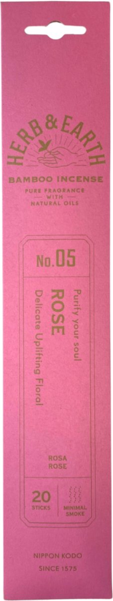 Ruben Robijn Rose Herb & Earth Nippon Kodo - Wierook Stokjes Roze
