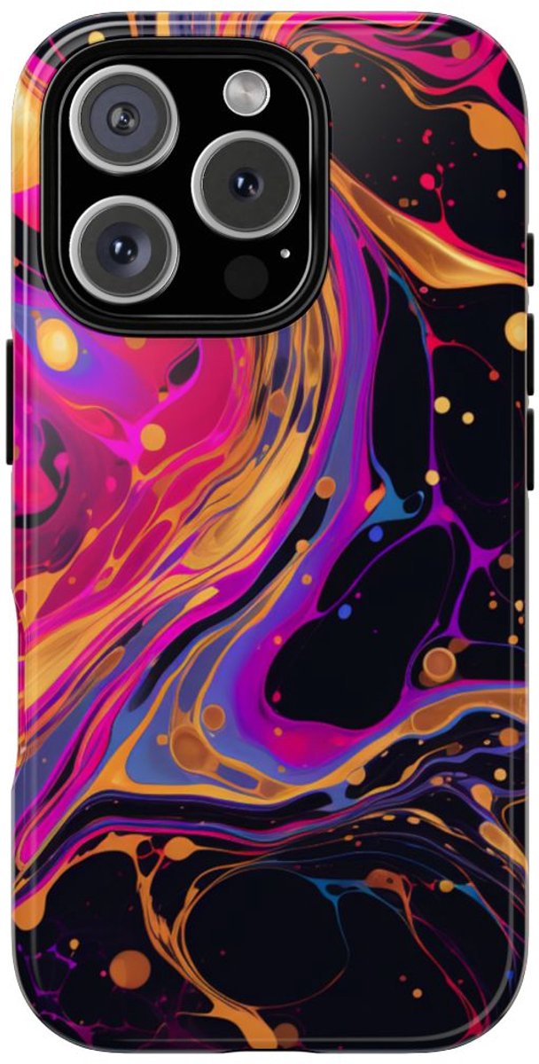 Psychedelisch Neon Marmerpatroon – Telefoonhoesje Geschikt voor iPhone 16 Pro