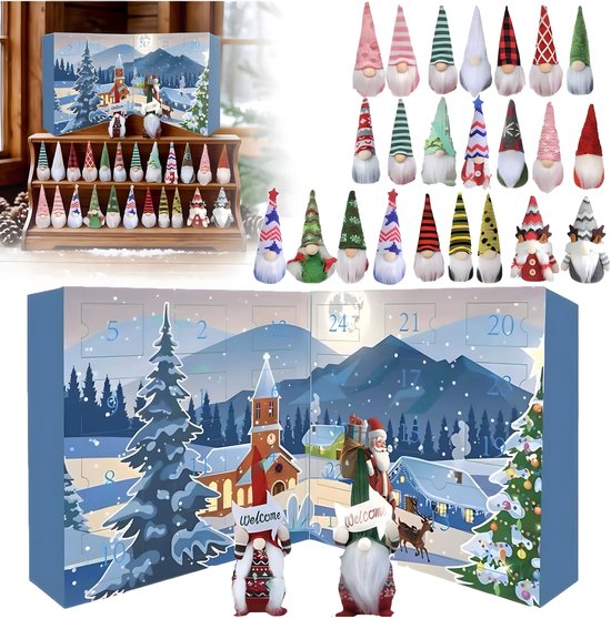 Calendrier De L'Avent Gnomes De Noël 2026 - 24 Lutins à Collectionner - Décorations Suspendues Pour Sapin, Cheminée - Matériaux Naturels Feutre, Bois, Paille - 9