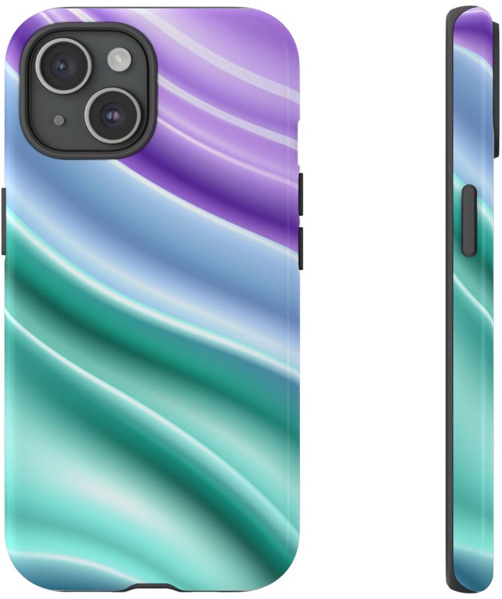 Zachte Pastelgolven met Glanzende Afwerking – Telefoonhoesje Geschikt voor iPhone 15