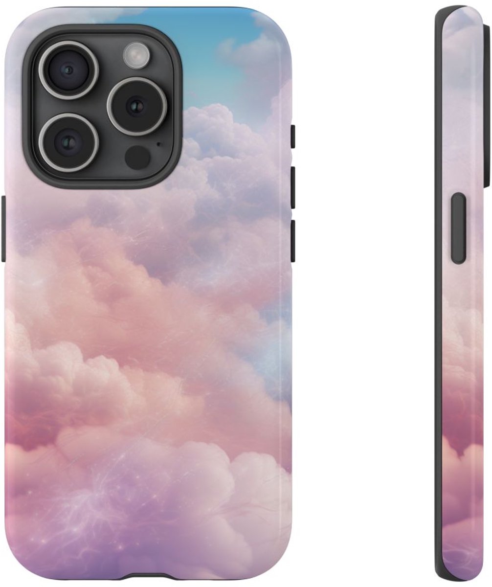 Pastelkleurige Dromerige Wolken – Telefoonhoesje Geschikt voor iPhone 15 Pro
