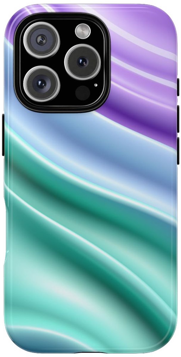 Zachte Pastelgolven met Glanzende Afwerking – Telefoonhoesje Geschikt voor iPhone 16 Pro