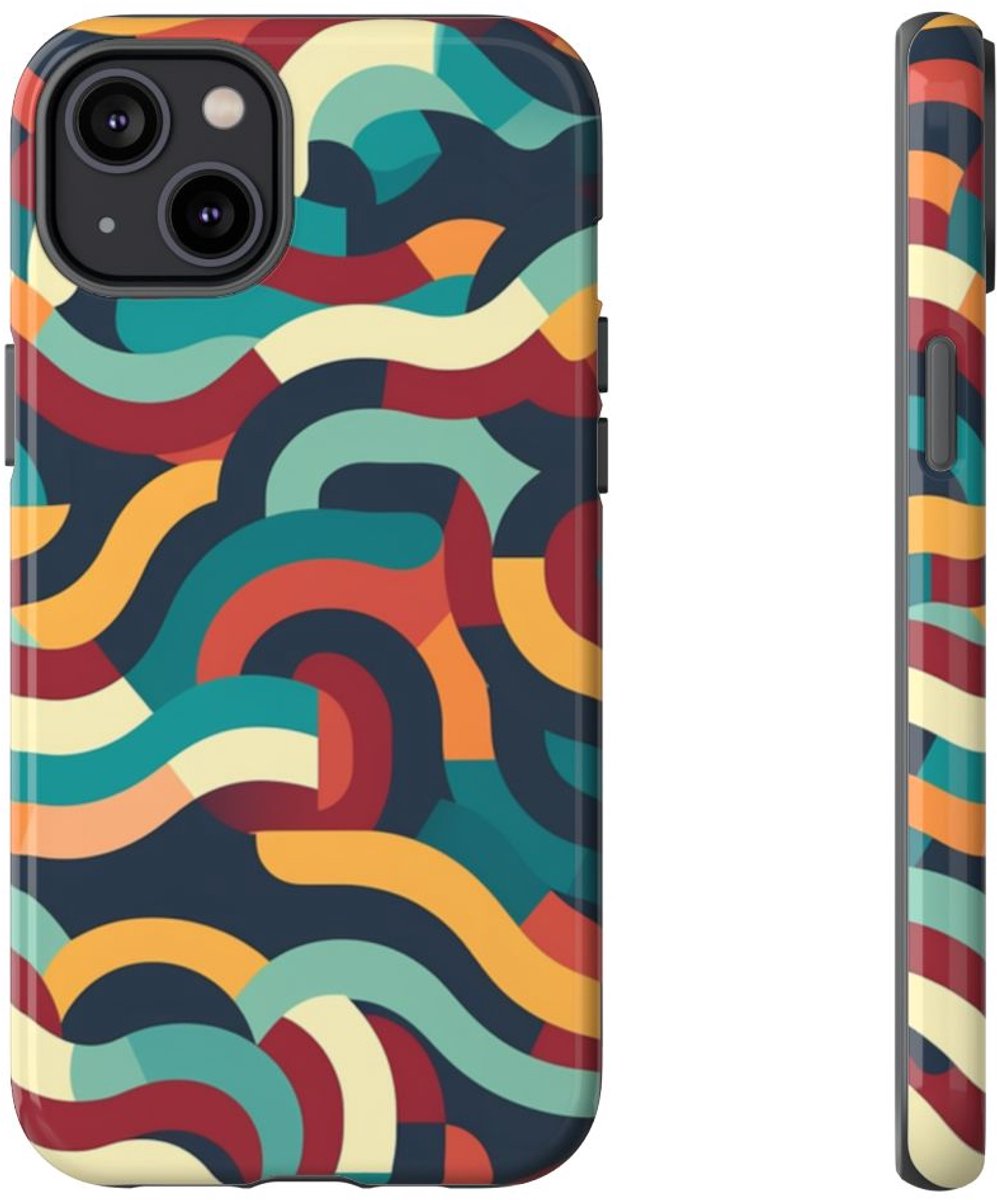 Kleurrijk Abstract Golvend Patroon – Telefoonhoesje Geschikt voor iPhone 14 Plus