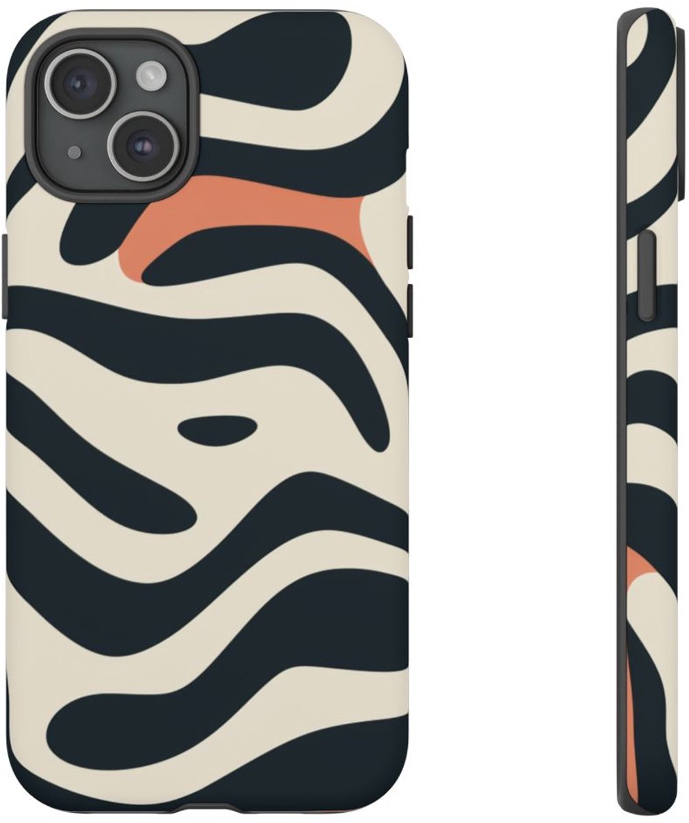 Abstracte Golvende Lijnen – Telefoonhoesje Geschikt voor iPhone 15 Plus