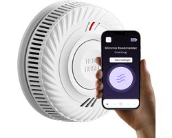 Slimme Rookmelder – Koppelbaar – 10 Jaar Batterij – Ontvang meldingen – WiFi (2.4GHz) – Brandmelder – Draadloos Brandalarm – Inclusief Zelfklevende Montagekit – Zonder Abonnement of Hub – Voldoet aan EU-regelgeving