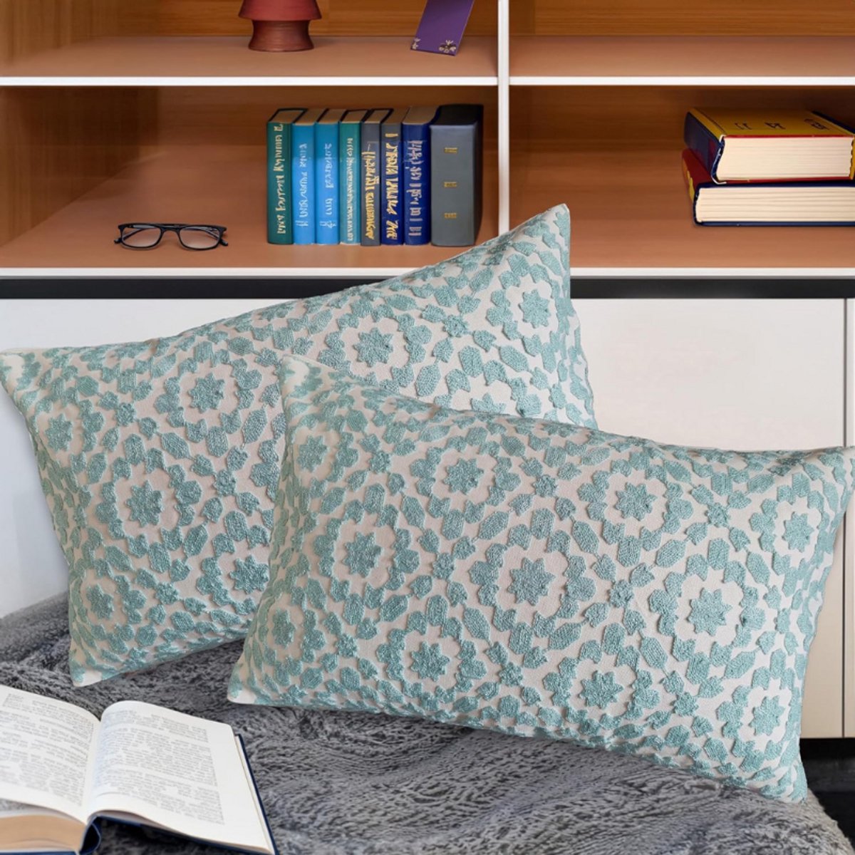Kussenhoezen Set – Zware Borduur Sierkussenhoes & Katoenen Fluwelen Kussenhoes – Luxe Decoratieve Hoezen Voor Bank En Slaapkamer