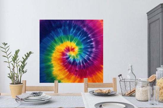 Muurstickers - Sticker Folie - Regenboogkleuren - Spiraal - Kleurrijk - 100x100 cm - Plakfolie - Muurstickers Kinderkamer - Zelfklevend Behang XXL - Zelfklevend behangpapier - Stickerfolie