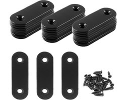 24 stuks - roestvrijstalen vlakke rechte beugels - plaatdragers - platte beugels - verbindingsplaten voor hout, platen, bedframes, meubels en planken - matzwart（50 mm）