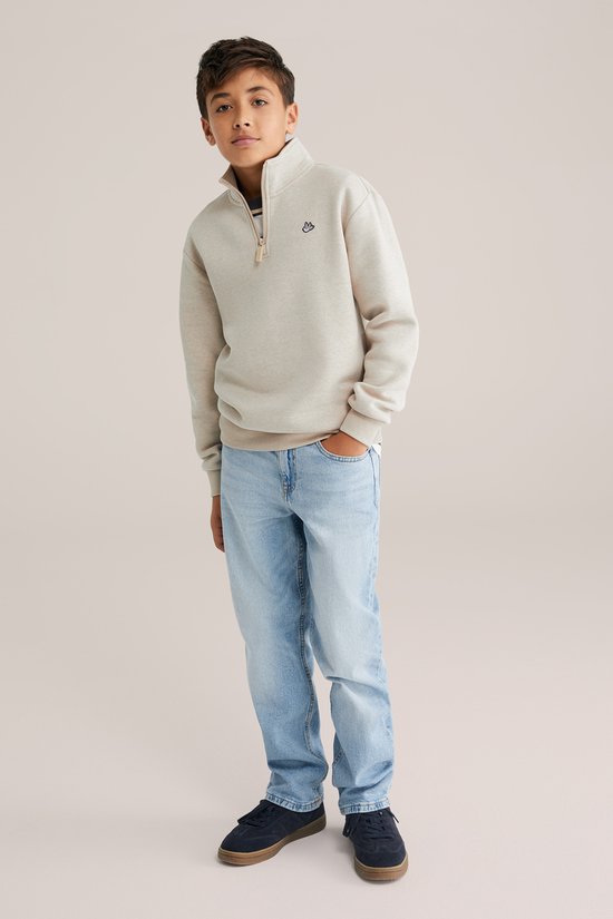 WE Fashion Jongens trui met quarter-zip en embroidery