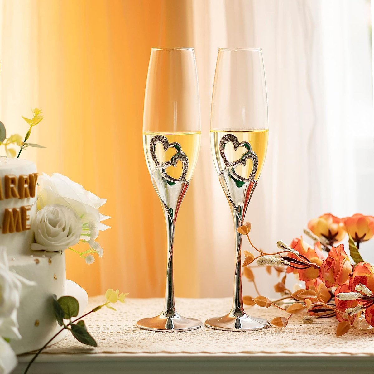 Flûtes à champagne de mariage Flûtes à griller pour les mariés Tasses en  verre de luxe