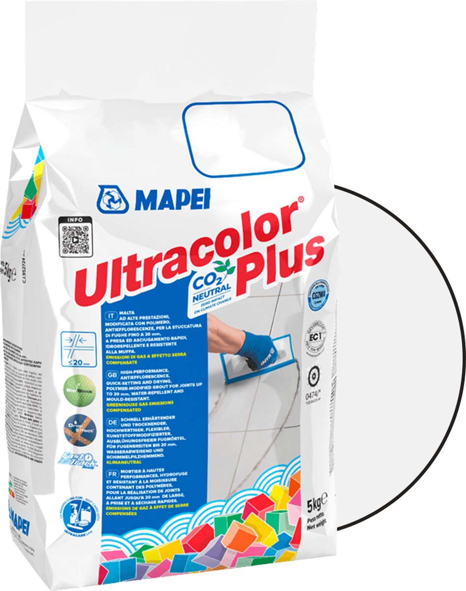 Mapei Ultracolor Plus Voegmortel - Waterafstotend & Schimmelwerend - Kleur 110 Manhattan - 5 kg - Mapei