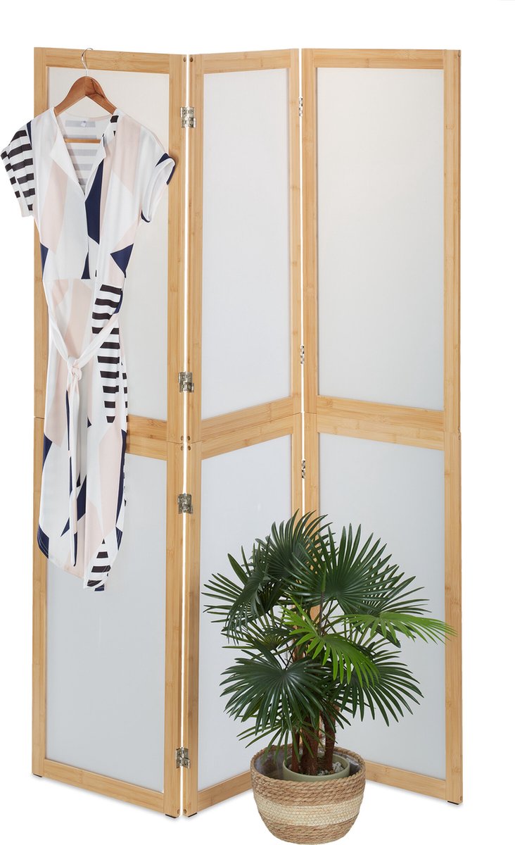 The Living Store Kamerscherm met 4 panelen 280x180 cm crèmewit