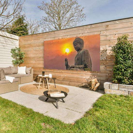 Poster met Lijst - 120x80 cm - Buddha - Boeddha beeld - Goud