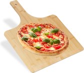 Relaxdays pizzaschep XXL bamboe - pizzaspatel met korte steel - rechthoekig - ovenschep