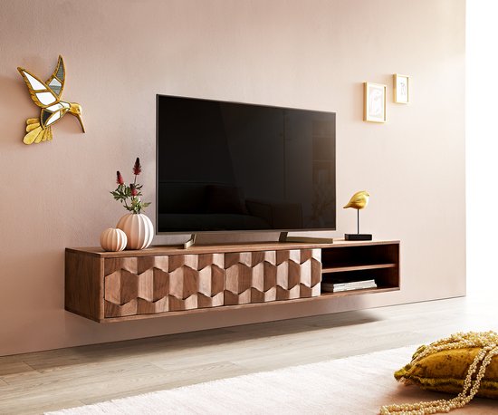 Tv-meubel Fevo acacia bruin 160 cm 2 deuren zwevend lowboard