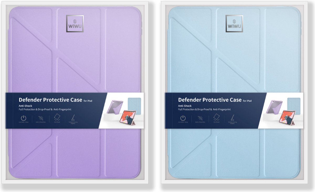 WIWU - Tablet hoes geschikt voor iPad 10.2 (2019/2020/2021) - Tri-Fold Book Case Smart Cover - Lichtblauw