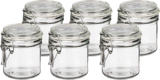 Vivalto Weckpot/inmaakpot - 6x - Tarro - 250 ml - glas - beugelsluiting - D11 x H10 cm