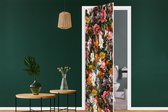 Deursticker Bloemen - Vlinder - Design - Kunst - Abstract - Schilderij - Oude meesters - 95x215 cm - Deurposter