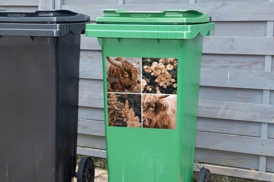 Container sticker Schotse hooglander - Collage - Herfst - 40x40 cm - Kliko sticker