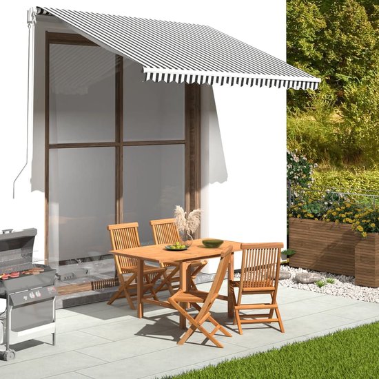 Store banne de remplacement vidaXL - 3 x 2,5 m - Toile de protection anthracite et Wit - Toit de store banne - Protection solaire solaire - Jardin été - Vie en plein air