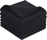 Microfiber Vaatdoeken Dikke Wafel Weave Keuken Vaatdoeken Ultra Absorberende Vaatdoeken 30cm x 30cm 6 Pack Zwart
