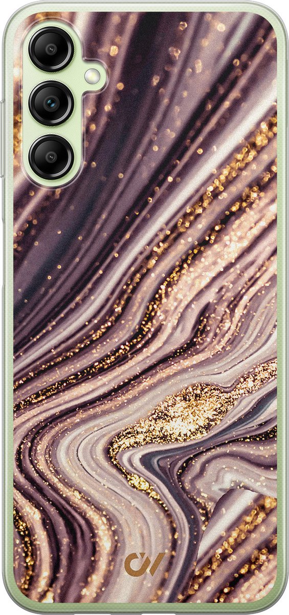 Samsung A14 5G hoesje - Golden Pink Marble - Marmer - Paars - Soft Case Telefoonhoesje - TPU Back Cover - Casevibes